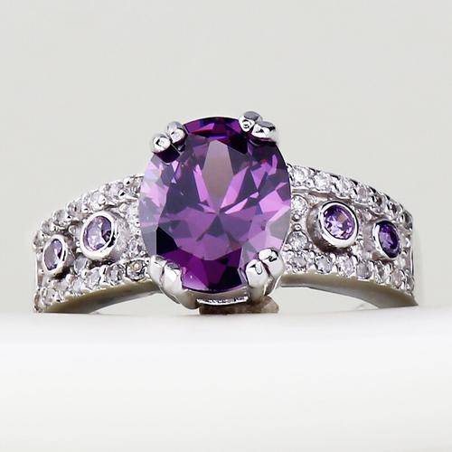 .925 Amethyst & Diamond Gemstone Ladies Ring **In Stock**
