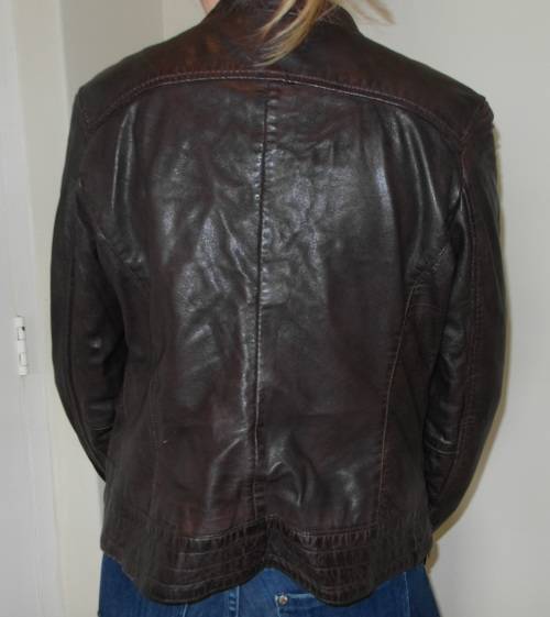 POLO Brown Genuine Leather Biker Jacket (Size: 32 / S / 8 )