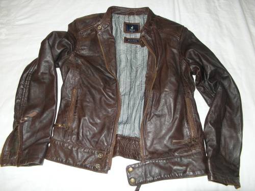 POLO Brown Genuine Leather Biker Jacket (Size: 32 / S / 8 )