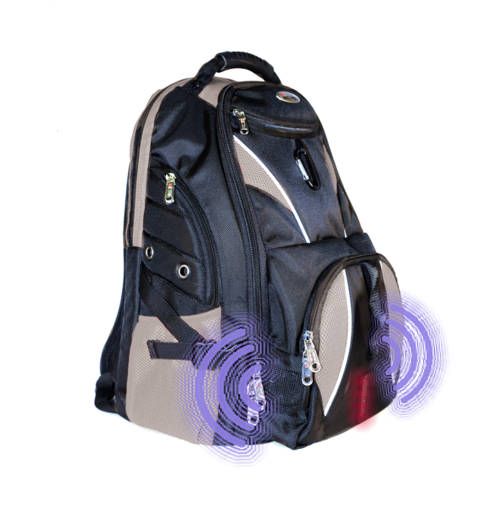 iSafe Built In Alarm Ultimate Laptop Backpack With Earphone slot- Black And Grey