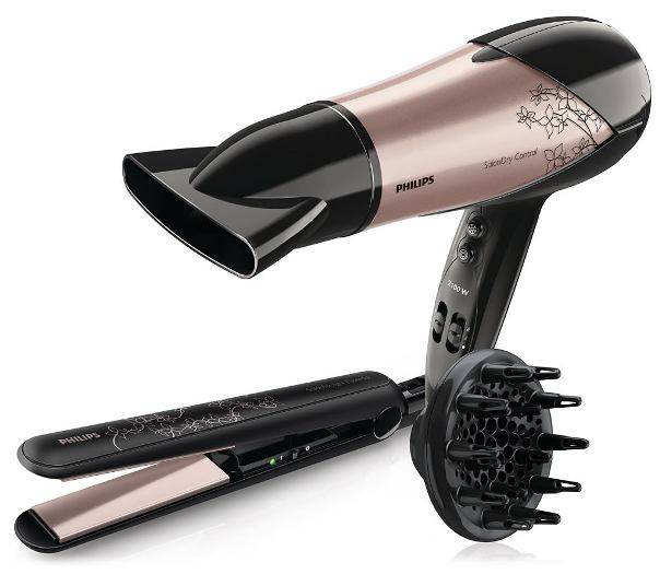 Philips Limited Edition Gift Pack - Hair Dryer & Straightener - Black & Pink