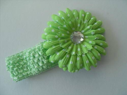 Baby Headband Green Polka dot