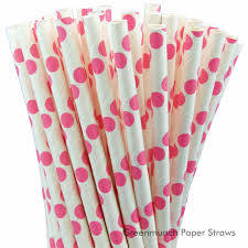 ***SALE*** Paper straws 25 - pink dot **special**