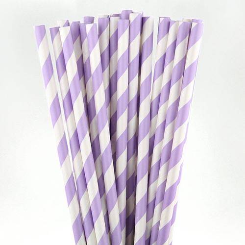 ***SALE*** Paper straws 25 - lilac stripe **special**