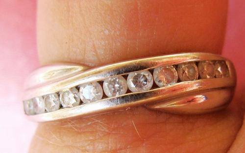 UK HALLMARKED 9CT WHITE GOLD .25 CARAT DIAMOND ETERNITY RING SIZE I