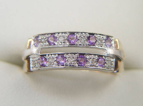 BEAUTIFUL AMETHYST AND DIAMOND DRESS RING 9CT GOLD