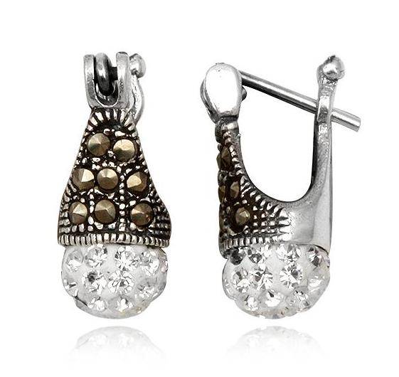 SOLID STERLING SILVER AND SWAROVSKI CRYSTAL EARRINGS
