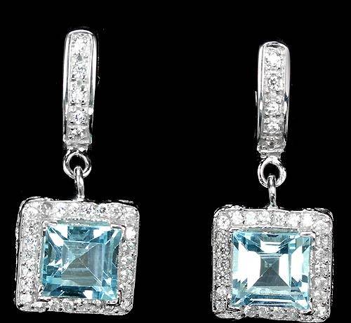 ***REAL STONES!!!*** AAA SKY BLUE TOPAZ STERLING 925 SILVER EARRING