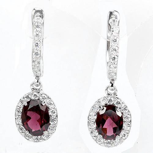 ***REAL STONES!!!*** NATURAL AAA RHODOLITE GARNET STERLING 925 SILVER EARRING