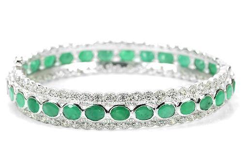 ***IN STOCK!!!***REAL STONES!!!*** 30PCS. NATURAL GREEN EMERALDSTERLING 925 SILVER BANGLE