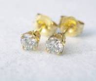 ***IN STOCK!!!***14K YELLOW GOLD .25 CTW. ROUND BRILLIANT CUT DIAMOND STUD EARRINGS