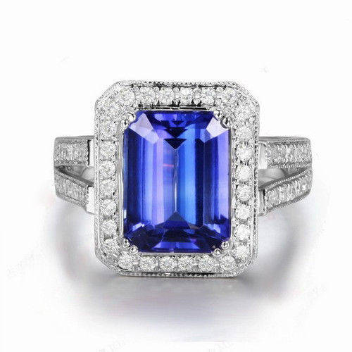 **IN STOCK!!**CERTIFICATE INCLUDED!!!" Solid 14K WHITE GOLD NATURAL STUNNING BLUE TANZANITE DIAMOND