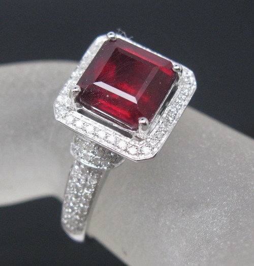 ***IN STOCK!!** "CERTIFICATE INCLUDED" 14K Gold Wedding Ring 4.83ct Brilliant Diamond Blood Ruby