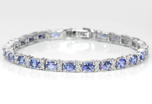 ***REAL STONES!!!*** NATURAL AAA VIOLET BLUE TANZANITE STERLING 925 SILVER BRACELET 7.75
