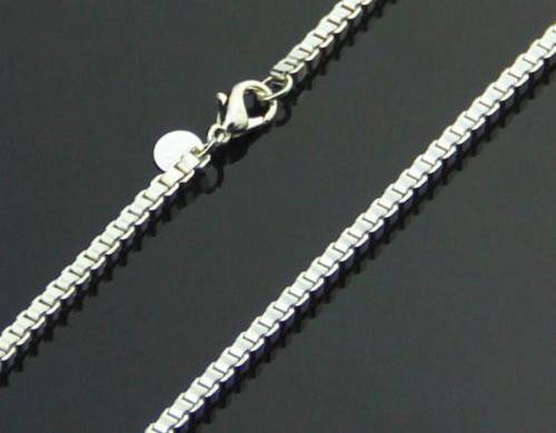 Plated silver 925 fashion Box chain necklace 2mm x 50cm