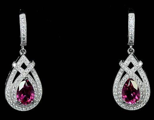 ***IN STOCK***REAL STONES!!!*** GENUINE AAA PINK TOPAZ STERLING 925 SILVER EARRING