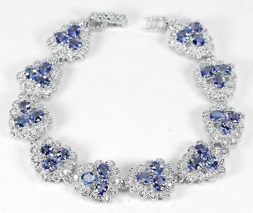 ***REAL STONES!!!*** NATURAL AAA VIOLET BLUE TANZANITE STERLING 925 SILVER BRACELET 7.5