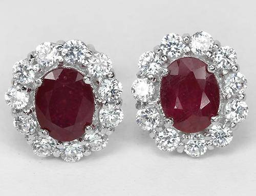 ***IN STOCK!!*** REAL STONES!!!*** NATURAL AAA BLOOD RED RUBY ZIRCONIA STERLING 925 SILVER EARRING