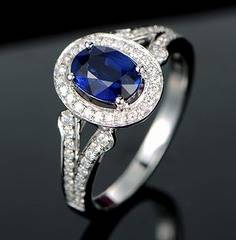"CERTIFICATE INCLUDED!" Solid 14K WHITE GOLD Natural VVS Diamond Blue Sapphire Engagement Very Nice
