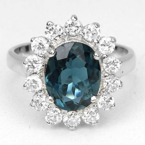 ***IN STOCK!!!*REAL STONES!!!*** NATURAL 9X7 MM. AAA LONDON BLUE TOPAZ STERLING 925 SILVER RING 6.75