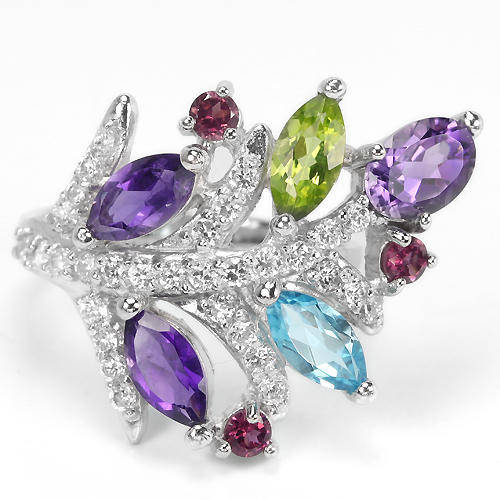 ***IN STOCK***REAL STONES!!!*** NATURAL AMETHYST RHODOLITE GARNET PERIDOT TOPAZ STERLING 925 SILVER