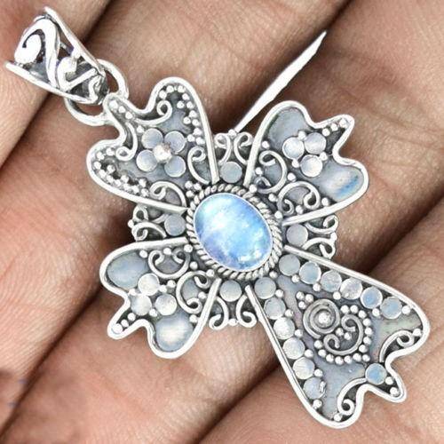 ***IN STOCK!!!*REAL STONES!!!*** "TOP GRADE" MOONSTONE 925 STERLING SILVER PENDANT JEWELRY