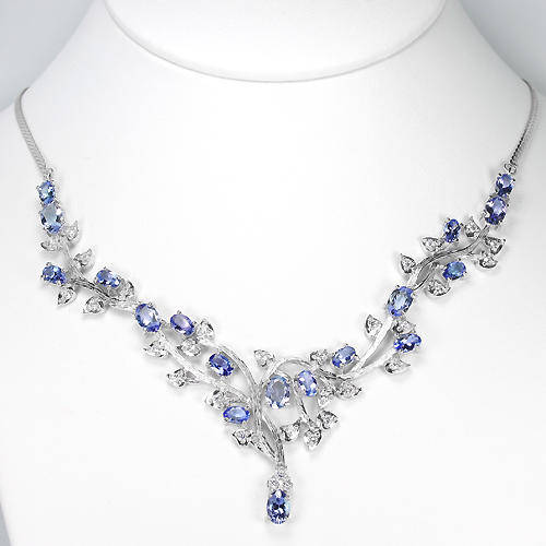 ***IN STOCK!!!***REAL STONES!!!*** 9.3 CT BLUE TANZANITE STERLING 925 SILVER NECKLACE 18.5