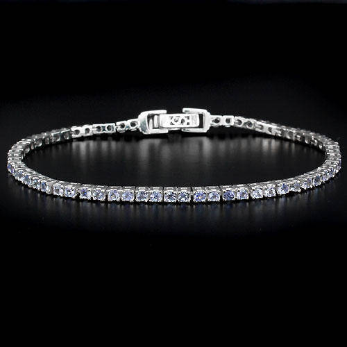 ***IN STOCK!!!*** ELEGANT NATURAL TOP NICE BLUE VIOLET TANZANITE STERLING 925 SILVER BRACELET 7in