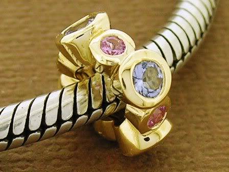 GENUINE 9ct Gold NATURAL Tanzanite & Pink Sapphire Bead Charm