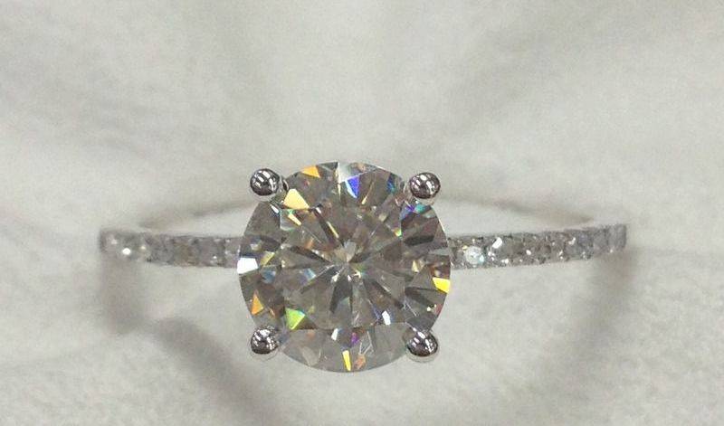 ***CERTIFIED!!**7mm Round Charles & Colvard Moissanite (certified) Diamonds 14K Gold Engagement Ring