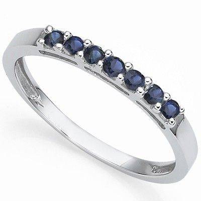 **IN STOCK!!***0.32 CT GENUINE SAPPHIRE PLATINUM OVER 0.925 STERLING SILVER RING SIZE 7