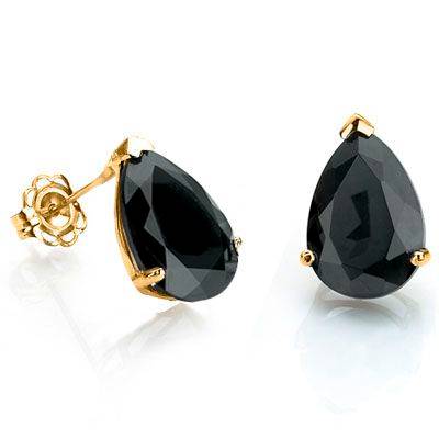 **IN STOCK!!*** 1 CARAT TW (2 PCS) GENUINE BLACK SAPPHIRE 10K SOLID YELLOW GOLD EARRINGS