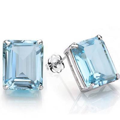 ***IN STOCK***REAL STONES!!!*** 1.30 CT BLUE TOPAZ 0.925 STERLING SILVER W/ PLATINUM EARRINGS