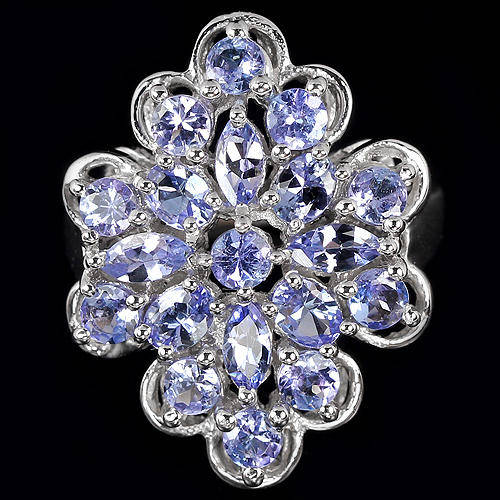 ***IN STOCK!!!***REAL STONES!!!*** TOP BLUE TANZANITE MIXED SHAPE STERLING 925 SILVER RING 6