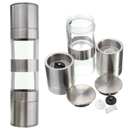 **IN STOCK!!**2 in 1 Stainless Steel Spice Salt and Pepper Grinder Two Mills Home Kitchen Tool