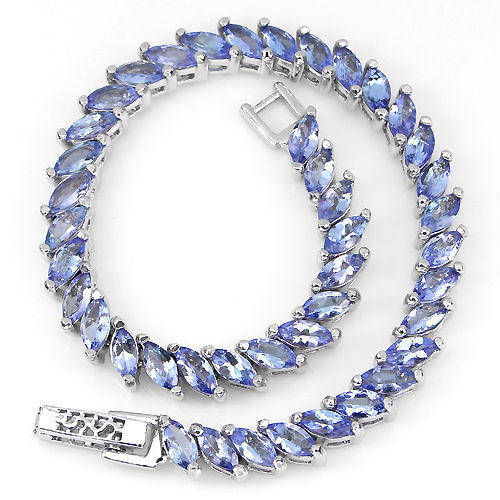 ***IN STOCK***REAL STONES!!!***Silver 925 Genuine Natural Tanzanite Gemstone Marquise Tennis Bracele