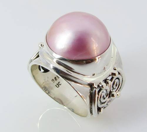 ***IN STOCK!!*** GORGEOUS REAL PINK MABE SOLID STERLING SILVER STAMPED 925 RING