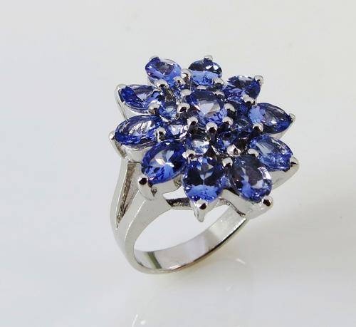 ***IN STOCK!!*** LOVELY REAL TANZANITE GEMSTONES SOLID STERLING SILVER STAMPED 925 RING