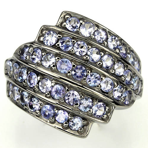 ***IN STOCK!!*** NATURAL ROUND 2.5mm BLUE VIOLET TANZANITE STERLING 925 SILVER RING 7