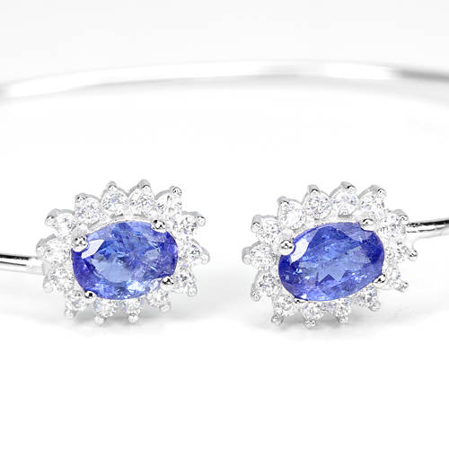 ***IN STOCK!!*** NATURAL TOP BLUE TANZANITE OVAL  STERLING 925 SILVER BANGLE