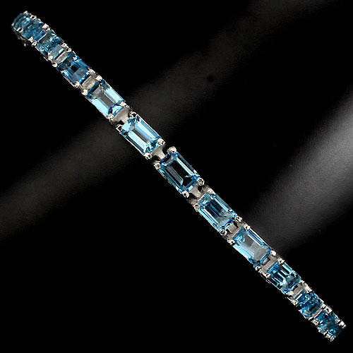 **IN STOCK!!**REAL GEMSTONES!!** 5x3mm. TOP LONDON BLUE TOPAZ STERLING 925 SILVER BRACELET 8.5