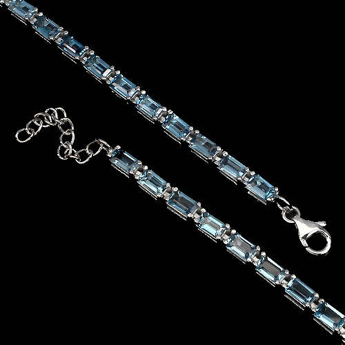 **IN STOCK!!**REAL GEMSTONES!!** 5x3mm. TOP LONDON BLUE TOPAZ STERLING 925 SILVER BRACELET 8.5