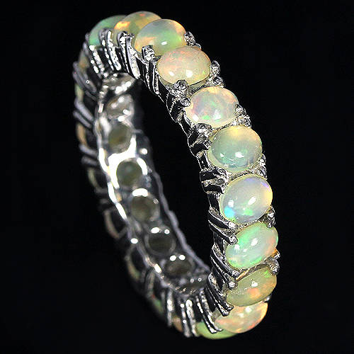 **IN STOCK!!**REAL GEMSTONES!!** RAINBOW OPAL OVAL STERLING 925 SILVER RING SIZE 5
