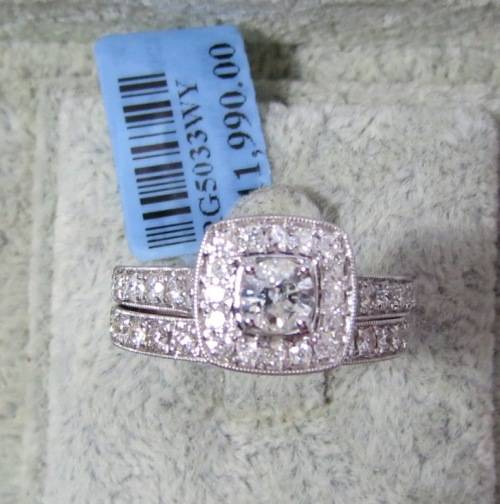 ***IN STOCK***1.25CT DIAMOND TWO TONE BRIDAL SET ENGAGEMENT WEDDING RING