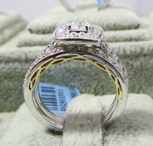***IN STOCK***1.25CT DIAMOND TWO TONE BRIDAL SET ENGAGEMENT WEDDING RING