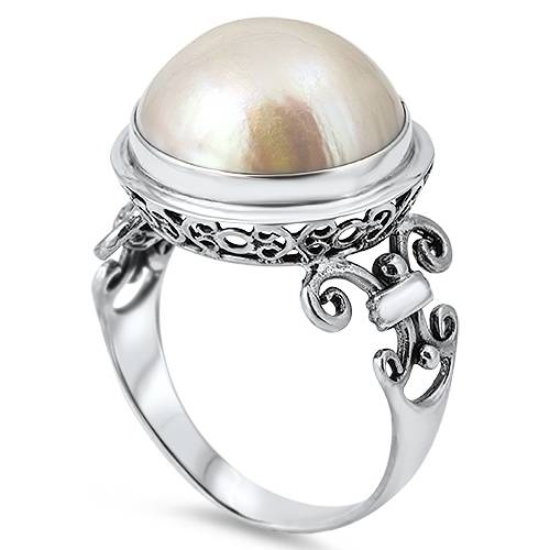 **IN STOCK!!** GORGEOUS MABE SOLID STERLING SILVER RING SIZE 9
