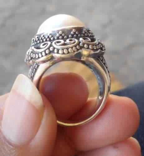 ***IN STOCK!!*** 925 Sterling Silver Balinese Handcrafted Ring White Mabe Pearl Size 8