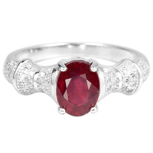 "IN STOCK" GENUINE BLOOD RED RUBY STERLING 925 SILVER RING SIZE 7.75