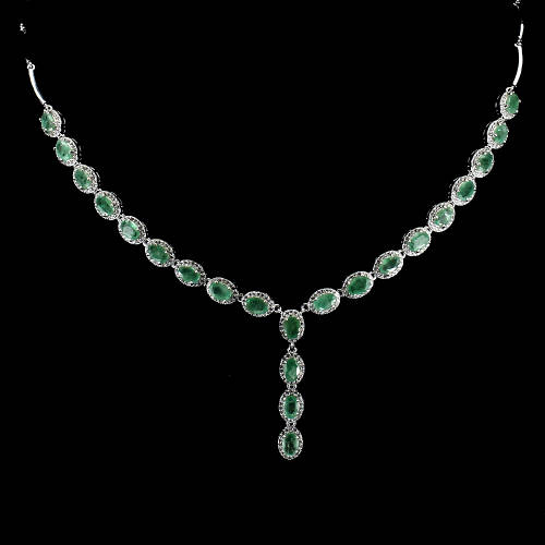 "IN STOCK" Oval 6x4mm Top Rich Green Emerald 925 Sterling Silver Necklace