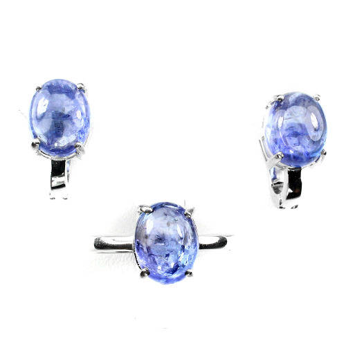 "IN STOCK" Oval Cab 10x8mm Top Blue Violet Tanzanite 925 Sterling Silver Sets